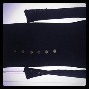 Long sleeve black dress.